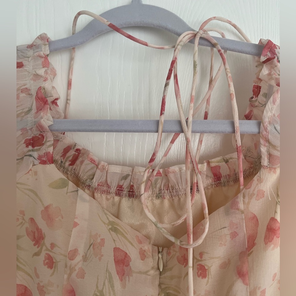 Cider Floral Ruffle Halter Mini Dress - Picture 4 of 5